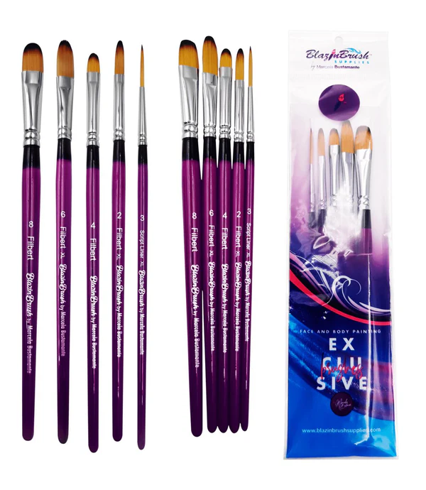 Filbert Collection Set 4 + 1 Liner #3 Xl – Blazin Face Painting Brush