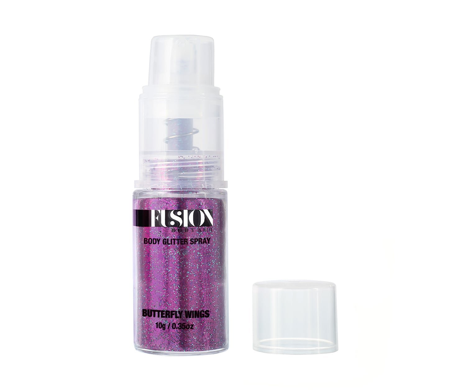 Glitter Pump Spray Butterfly Wings Holographic Purple Open