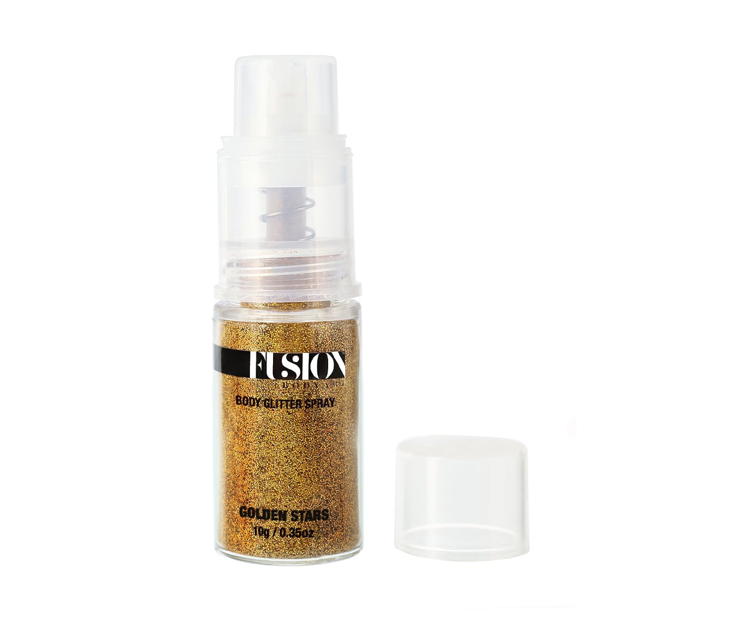 Glitter Pump Spray Golden Stars Holographic Gold Open