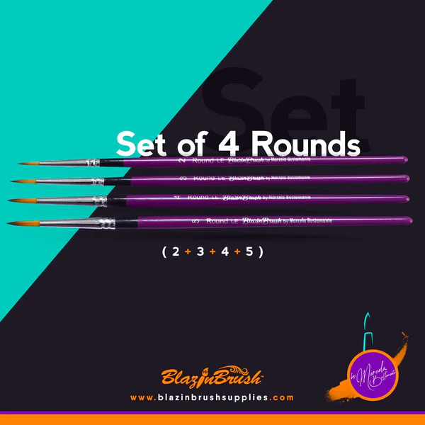 Set of 4 Round Brushes – Blazin Face Painting Brush